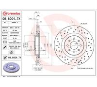 1X Disco freno BREMBO 09.8004.7X per ABARTH GRANDE PUNTO 1.4 2007-201