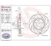 1X Disco freno BREMBO 09.A738.1X per PEUGEOT 4007 (VU_, VV_) 2.2 2007-2013