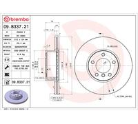1X Disco freno BREMBO 09.B337.21 per BMW 3 (E90) 2 2004-2007