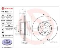 Disco freno BREMBO 09B33721 anteriore, ventilato, altamente carbonizzato, 1 Pezzo