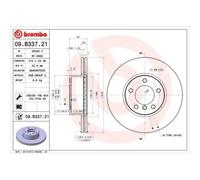 1X Disco Freno Brembo 09.B337.21 Prime Line - Uv Coated per Bmw Bmw (brillia