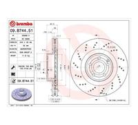 1X Disco Freno Brembo 09.B744.51 Prime Line - Uv Coated per Mercedes Benz