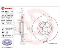 1X Disco freno BREMBO 09.B822.11 per AUDI A5 (8T3) 2 2008-2013