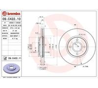 1X Disco freno BREMBO 09.C422.11 per FORD FIESTA VI Van 1 2012-2017