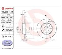 BREMBO 09.C824.11 Disco freno per OPEL,VAUXHALL