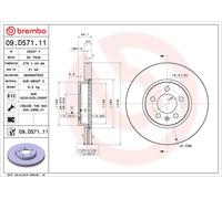 1X Disco freno BREMBO 09.D571.11 per AUDI A1 City Carver (GBH) 1 2019-2022