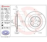 1X Disco freno BREMBO 09.F386.11 per SANTA FÉ III (DM, DMA) 2.2 2018-2018