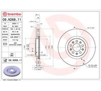 1X Disco freno BREMBO 09.N268.11 per JEEP CHEROKEE (KL) 2 2014-2018