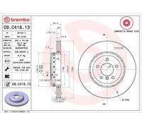 1X Disco freno BREMBO 9.C418.13 per BMW 5 (E60) 3 2006-2009