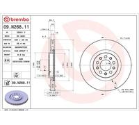 1X Disco freno BREMBO 9.N268.11 per JEEP CHEROKEE (KL) 2 2014-2018