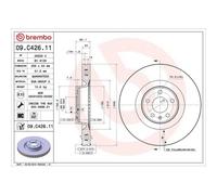 1X Disco Freno BremboPrime Line - Uv Coated per Audi Assale Anteriore