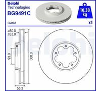 1X Disco freno DELPHI BG9491C per TRANSIT V363 Autobus (FAD, FBD) 2 2016-2024