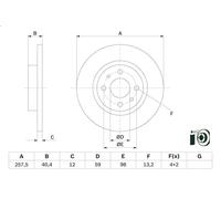 1X Disco freno per BOSCH 0 986 479 E65 per LANCIA Y (840_) 1.1 1995-2003