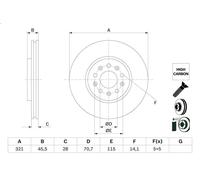 1X Disco freno per BOSCH 0 986 479 F03 OPEL INSIGNIA B Grand Sport (Z18) 2 2017-