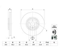 Disco freno BOSCH 0 986 479 G33 anteriore, ventilato, altamente carbonizzato, 1 Pezzo