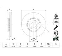 1X Disco freno per BOSCH 0 986 479 H47 per W205) 2 2014-2018