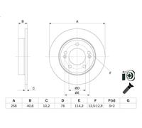 Disco freno BOSCH 0 986 479 E68 posteriore, pieno, 1 Pezzo