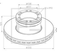 1X Disco freno PETERS 106.206-00A per DAF LF 45 5.88 2001-2006