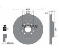 1X Disco freno TEXTAR 92140703 per AUDI A3 (8P1) 2 2007-2012