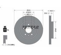 1X Disco freno TEXTAR 92187303 per SAAB 9-5 (YS3G) 1.6 2010-2012