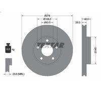 1X Disco freno TEXTAR 92237703 FORD FOCUS III 1 2012-2017
