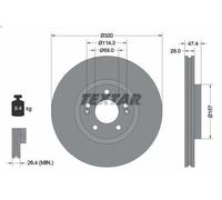 1X Disco freno TEXTAR 92237805 per KIA OPTIMA (JF) 2 2015-2017