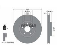 1X Disco freno TEXTAR 92237805 per KIA OPTIMA (JF) 2 2015-2017