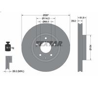1X Disco freno TEXTAR 92257405 per MAZDA CX-5 (KF) 2.5 2019-2022