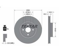 1X Disco freno TEXTAR 92287603 per TOYOTA YARIS (_P13_) 1.5 2017-2020