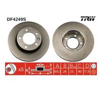 1X Disco Freno Trw DF4249S per Nissan Opel Renault Vauxhall Assale Anteriore