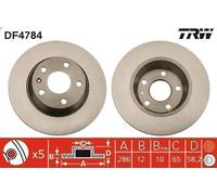 1X Disco freno TRW DF4784 per AUDI TT (8J3) 2 2008-2014