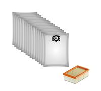 1x Filtro Piatto + 10x Sacchetto Aspirapolvere per Kärcher Mv 4 5 6, WD 6 P