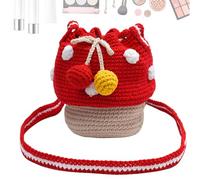 1x Handmade Knitted Purse - Wool Knitted Mushroom Shoulder Bag, Mushroom Bag For Women, Lightweight Small Bags | Shoulder Bags And Coin Purse, Multifunctional Luggage & Travel Gear For Women
