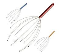 1x Massaggiatore Testa, 12 Bracci con Palline per Spazzola Antistress, per Massaggi al Cuoio Capelluto, Metallo, Rosso