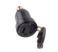 1x Motorcycle ON-Off Dual USB Socket Charger w Digital Voltmeter Fit for BMW