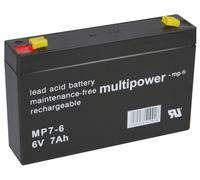 1X Multipower Batteria Al Piombo MP7-6 Pb 6V 7Ah Fatson 4,8Mm AGM