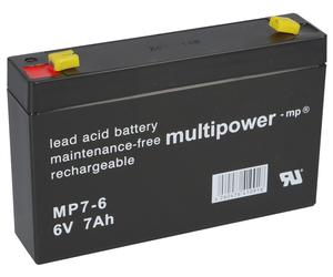 1X Multipower Batteria Al Piombo MP7-6 Pb 6V 7Ah Fatson 4,8Mm AGM