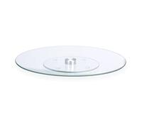 1x Piatto per Torte, Girevole a 360º, Ø 30cm, per Decorare e Servire, Tortiera Rotonda, Vetro, Trasparente