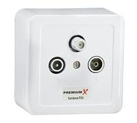 1x PremiumX PX3 Presa per antenna, presa a 3 vie Presa per antenna, presa singola e linea di derivazione, presa multimediale SAT-TV-RADIO HD da incasso, da incasso