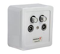 1x PremiumX PX4 Presa satellitare Presa a 4 vie Presa di antenna SAT TWIN CLASSE 2xSat 1xRadio 1xTV | A parete + a parete
