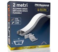 1x Profilo Flessibile da 2 metri in Alluminio per Strisce LED Copertura Opaca 18 x 6 mm - Barra per Strip LED, Dissipatore