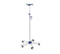 1x Ratiomed Height Adjustable Deluxe Drip Stand, Chrome, 4Hooks, 5Wheels by Megro