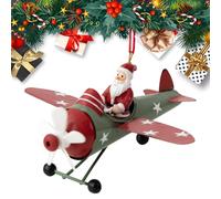 1x Santa Claus Pilot In Helicopter Christmas Ornament - Figurine Christmas Tree Ornaments, Santa/Snowman On Airplane Ornaments, Decorative Santas Claus/Snowman Flying Airplane Hangings For Chrisstmas