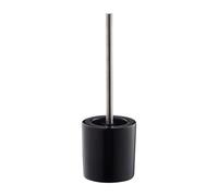 1x Scopini e Portascopini in Ceramica, per Bagno e WC, Testa Scopino Sostituibile, HxD 38,5 x 12,5 cm, Nero