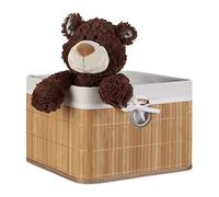 1x Set Cestino Portaoggetti, Fodera in Tessuto, bambù, Rettangolare, Bagno, Giochi, HLP 20x31x31 cm, Naturale