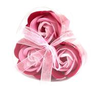 1x Set of 3 Soap Flower Heart Box - Pink Roses