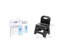 1x Sgabello Multiuso Salvaspazio Pieghevole Sedia con Schienale Colori Assortiti