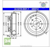 1x Tamburo freno ATE Anteriore per FIAT 126