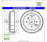 1x Tamburo freno ATE Posteriore per CHEVROLET SPARK AVEO