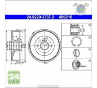 1x Tamburo freno ATE Posteriore per DACIA LOGAN RENAULT TWINGO THALIA CLIO
